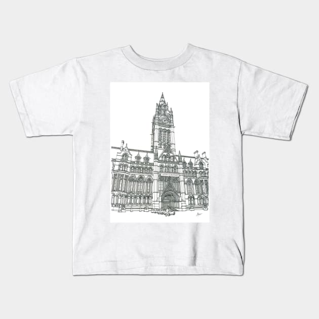 Manchester Town Hall Kids T-Shirt by valery in the gallery